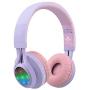 Riwbox WT-7S Bluetooth Headphones Light Up, Foldable Stero Wireless Headset with Microphone and Volume Control for PC/Cell Phones/TV/iPad (Purple)