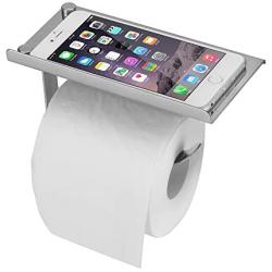 Flexzion Stainless Steel Toilet Paper Holder Stand - Dispenser Tissue Roll Towel Hanger Wall Mount Rustproof High gloss Finished with Mobile Phone Storage Shelf Rack for Bathroom Lavatory Toilet Home