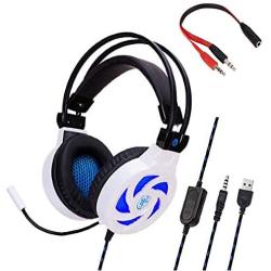 GFDGFDG PS4 Gaming Headset, PC Over Ear Gaming Headphones with Noise Canceling Mic LED Light, 3D Surround Sound, for Xbox PC Laptop Smart Phone