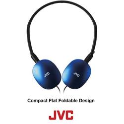 JVC Blue Flat and Foldable Colorful Flats On Ear Headphone with 3.94 foot Gold Plated Phone Slim Plug HAS160A