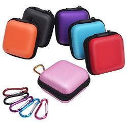 SUNMNS 6 Pieces Headphone Case Earphone Storage Bags Compatible with Wireless Beats Bose Earbuds, Airpods, Bluetooth Sport Headphone with Carabiners