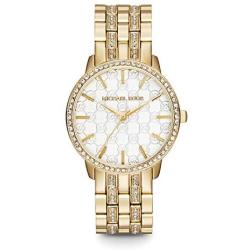 Michael Kors Womens Lady Nini Watch, Three Hand Quartz Movement with Crystal Bezel and White Logo dial