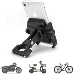 Bike & Motorcycle Phone Mount, Adjustable Anti Shake Metal Bicycle Motorcycle Phone Holder for iPhone X/XR/XS/8/7/6 Plus Samsung Galaxy S9/S8/S7/S6 GPS, Holds Devices up to 3.7" Width (Black)