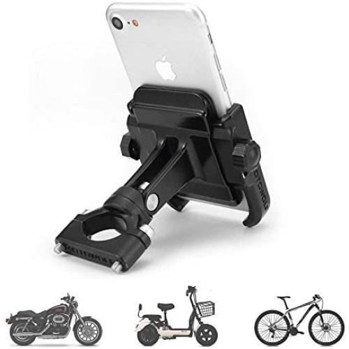 Bike & Motorcycle Phone Mount, Adjustable Anti Shake Metal Bicycle Motorcycle Phone Holder for iPhone X/XR/XS/8/7/6 Plus Samsung Galaxy S9/S8/S7/S6 GPS, Holds Devices up to 3.7" Width (Black)