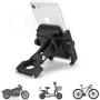 Bike & Motorcycle Phone Mount, Adjustable Anti Shake Metal Bicycle Motorcycle Phone Holder for iPhone X/XR/XS/8/7/6 Plus Samsung Galaxy S9/S8/S7/S6 GPS, Holds Devices up to 3.7" Width (Black)