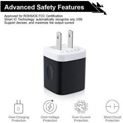 USB Wall Charger Brick, 4-Pack 2.1A/5V Dual USB Plug Power Adapter Charger Box Charging Cube Heads for Replacement for iPhone Xs/XS Max/XR/X/8/7/6/Plus, Samsung Galaxy S8 S7 S6 Edge, LG, Moto, HTC