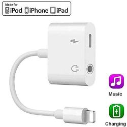 [Apple MFi Certified] 2 in 1 Lightning to 3.5mm Headphone Audio & Charger, for iPhone Headphone Adapter Dongle Charger Jack AUX Audio 3.5 mm with iPhone 11/iPhone X/8 Plus/iPhone 7/7 Plus