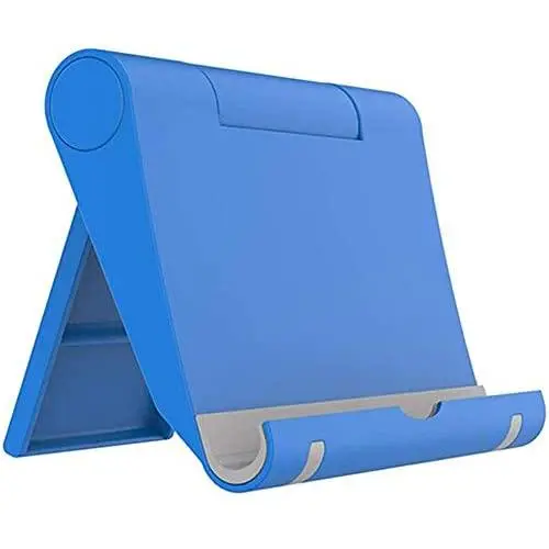 Listar Cell Phone Stand for Desk Foldable, Desk Phone Holder Stand for Office Kitchen Travel, Mobile Phone Stand for iPhone Stand Phone Dock Cradle Compatible with iPad Switch, All Smartphone (Blue)
