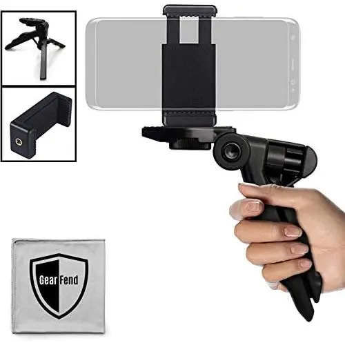 GearFend Heavy Duty Pistol Grip Stabilizer, Tripod Table Stand with Universal Smartphone Tripod Mount for DSLR Cameras, All iPhones, Samsung Phones, Most Mobile Phones Plus Microfiber Cloth GearFend Heavy Duty Pistol Grip Stabilizer, Tripod Table Stand with Universal Smartphone Tripod Mount for DSLR Cameras, All iPhones, Samsung Phones, Most Mobile Phones Plus Microfiber Cloth