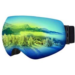 Ski & Snowboard Goggles - OTG Snow Glasses for Skiing, Snowboarding & Outdoor Winter Sports - Snowmobile Gear with Anti-Fog Frameless Dual-Layer Lens & UV400 Protection - Fits Men, Women & Youth