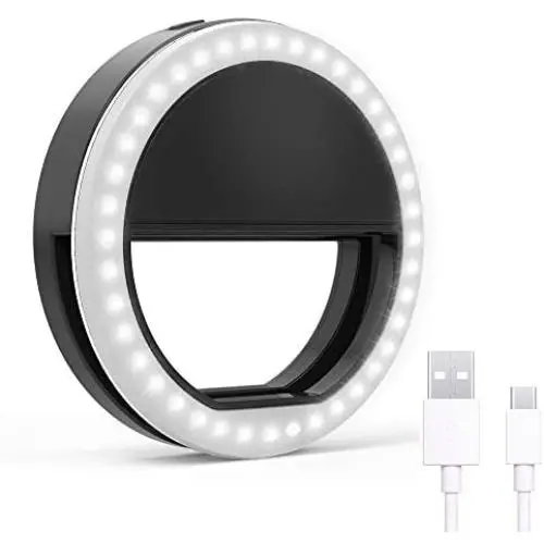 Selfie Ring Light, Rechargeable Clip on Selfie Fill Light with 36 LED Light, 3-Level Adjustable Brightness Compatible for iPhone, iPad, Android, Tablet, Laptop, Camera Video (Black) Selfie Ring Light, Rechargeable Clip on Selfie Fill Light with 36 LED Light, 3-Level Adjustable Brightness Compatible for iPhone, iPad, Android, Tablet, Laptop, Camera Video (Black)