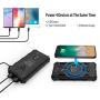 Solar Power Bank 30000mAh, Solar Charger, Qi Wireless Charger, Outputs 5V/3A High-Speed & 2 Inputs Huge Capacity Phone Charger for Smartphones, IP66 Rating, Strong Light LED Flashlights