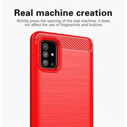 Galaxy A51 case,Samsung A51 case,MAIKEZI Soft TPU Slim Fashion Anti-Fingerprint Non-Slip Protective Phone Case Cover for Samsung Galaxy A51(Red Brushed TPU)