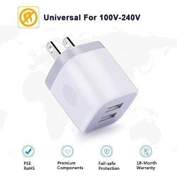 Wall Charger, USB Brick 3Pack 2.1A/5V Dual Port USB Plug Charger Cube Power Adapter Fast Charging Block for iPhone X 8 7 6 Plus 5S, iPad, Samsung Galaxy S8 S7 S6 Edge, LG, ZTE, Moto, Android Phone