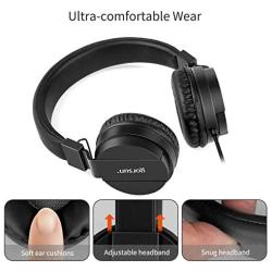 Kids Headphones, gorsun Lightweight Stereo Foldable Wired Headphones for Kids Adults Adjustable Headband Headset for Cellphones Smartphones iPhone Laptop Computer Mp3/4 Earphones(Black)