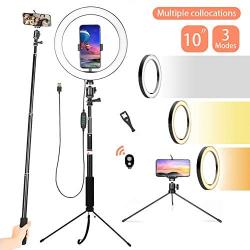 SXIYA LED Ring Light,10.2" Selfie Ring Light with Tripod Stand and Smart Phone Holder Compatible with iPhone Android for Makeup YouTube Videos Photography Adjustable Durable
