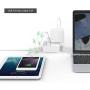 TESSAN Portable 2 Outlet Small Travel Power Strip with 3 USB Ports -Desktop Charging Station 5 Foot Extension Cord- Non Surge Protection Cruise Ship Approved -White