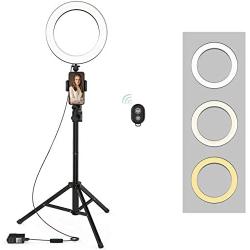 Selfie Ring Light with Tripod Stand and Phone Holder LED Circle Lights Halo Lighting for Photo Photography Vlogging Make Up Video