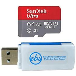 SanDisk 64GB SDXC Micro Ultra Memory Card Works with Samsung Galaxy A10, A20, A70 Cell Phone Class 10 (SDSQUAR-064G-GN6MN) Bundle with (1) Everything But Stromboli MicroSD and SD Card Reader