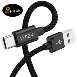 USB Type C Charger Cable 6.6FT 2-Pack,Nylon Charging Cord for Samsung Galaxy Fold Note 10 9 S8 S9 S10 Plus S10E 10E S10+,LG V50 V40 V35 V30 G7 G8 Thinq,Google Pixel 4 3 3a 2 XL,ZTE Blade Zmax,Moto Z3