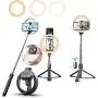 Selfie Stick with 6&quot Ring Light,Tripod and Phone Holder,3 in 1 Portable LED Fill Light Selfie Stick Tripod Bluetooth Remote Control,Dimmable 3 Colors for YouTube TikTok Videos Live Stream Make-up