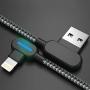 iPhone Charger - Right Angle Charging Cable with LED Light 3M/10FT Nylon Braided Fast Sync Charger USB Cable Compatible with iPhone Xs/XS Max/XR/X / 8/8 Plus / 7/7 Plus, and More (Black Gray, 10FT)