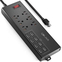 Power Strip,QOLIXM Surge Protector with 6 AC Outlets & 8 USB Ports (5V/10A)，1625W/13A,6 Feet Long Extension Cord for Multiple Devices Smartphone Tablet Laptop Computer