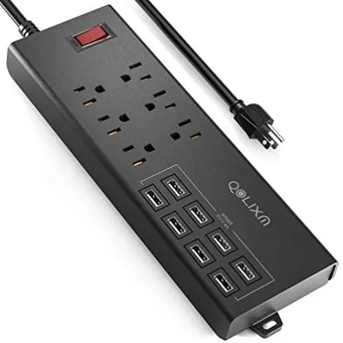 Power Strip,QOLIXM Surge Protector with 6 AC Outlets & 8 USB Ports (5V/10A),1625W/13A,6 Feet Long Extension Cord for Multiple Devices Smartphone Tablet Laptop Computer Power Strip,QOLIXM Surge Protector with 6 AC Outlets & 8 USB Ports (5V/10A),1625W/13A,6 Feet Long Extension Cord for Multiple Devices Smartphone Tablet Laptop Computer