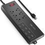 Power Strip,QOLIXM Surge Protector with 6 AC Outlets & 8 USB Ports (5V/10A)，1625W/13A,6 Feet Long Extension Cord for Multiple Devices Smartphone Tablet Laptop Computer