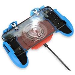 Studyset Gaming Controller Gamepad H5 Portable PUBG Mobile Phone Game Controller Joystick Cooling Fan Gamepad for iOS Android Blue Red with Fan