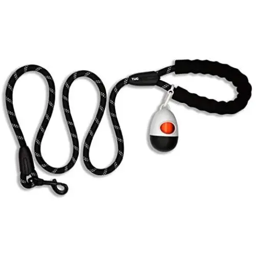 TUG Leash 5 FT Strong & Reflective Rope Leash with Comfortable Padded Handle for Medium and Large Dogs and with Waste Bag Dispenser & 15 Dog Waste Bags TUG Leash 5 FT Strong & Reflective Rope Leash with Comfortable Padded Handle for Medium and Large Dogs and with Waste Bag Dispenser & 15 Dog Waste Bags