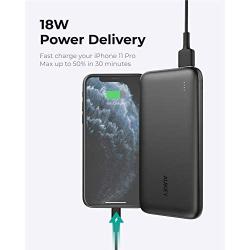 AUKEY Portable Charger 10000mAh PD 3.0 QC 3.0 USB C Power Bank, Tri-Output Battery Pack Compatible with iPhone 11/11 Pro/Xs/XS Max/XR, Samsung Galaxy Note9