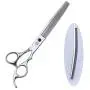 Purple Dragon 7.5 inch Professional Silver Downward Curved Pet Grooming Thinning Scissors - Dog Dense Tooth Blending Shears - Perfect for Pet Groomer or Family DIY Use Purple Dragon 7.5 inch Professional Silver Downward Curved Pet Grooming Thinning Scissors - Dog Dense Tooth Blending Shears - Perfect for Pet Groomer or Family DIY Use