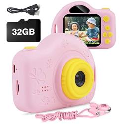 AIMASON Kids Camera, Digital Video Camera for Kids, Toddlers, Toy, Boys and Girls, Age 3 4 5 6 7 8 9 10 with 32GB SD Card Pink