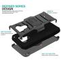 CasemartUSA Phone Case for [LG Premier Pro Plus (L455DL)], [Refined Series][Black] Cover with Kickstand & Holster for LG Premier Pro Plus (Tracfone, Simple Mobile, Straight Talk, Total Wireless)