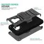 CasemartUSA Phone Case for [LG Premier Pro Plus (L455DL)], [Refined Series][Black] Cover with Kickstand & Holster for LG Premier Pro Plus (Tracfone, Simple Mobile, Straight Talk, Total Wireless)