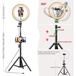 Ring Light 10" with Two Phone Holders & Tripod Stand and Bluetooth Remote for YouTube Video, Desktop Camera Led Ring Light for Streaming, Makeup, Selfie Photography Compatible with iPhone Android