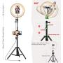 Ring Light 10" with Two Phone Holders & Tripod Stand and Bluetooth Remote for YouTube Video, Desktop Camera Led Ring Light for Streaming, Makeup, Selfie Photography Compatible with iPhone Android