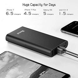 Portable Charger 20000mAh, BONAI iPhone Charger Aluminum External Battery Pack, 4 USB Output Ports(4.8A) Power Bank, High-Speed Charging Compatible iPhone X 8 7+ Plus Samsung S9 S8 iPad Tablet - Black