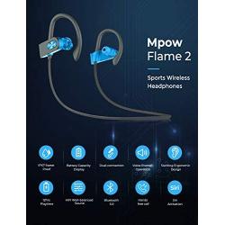 Mpow FLAME2 Bluetooth Headphones Sport, 12Hrs & Bluetooth 5.0 Wireless Sport Earphones, IPX7 Waterproof Bluetooth Headset W/CVC 6.0 Noise Cancelling Mic, Bluetooth Earphones w/Comfort-Slanting, Green