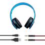 Wireless Headset with Mic, Foldable Bluetooth Headphone with 3.5mm Audio Jack, Built-in Noise Cancelling Microphone, Support for Plug-in Card, for PC, Phone(Black+Blue)
