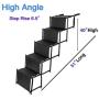 Heeyoo Upgraded Nonslip Car Dog Steps, Portable Metal Fram Large Dog Stairs for High Beds, Trucks, Cars and SUV, Lightweight Folding Pet Ladder Ramp with Wide Steps can Support 150 Lbs Large Dogs
