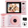 NAKAWU Kids Camera, Digital Camera for Kids Aged 3-10, Rechargeable Children Camera with 32GB Memory Card, HD 2.8Inches Touch Screen Camera Gift for Boys and Girls, Pink