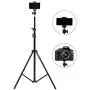 MeeA 82 Inch Extendable Tripod with Mobile Phone Clip Mount, Camera Tripod, Compatible with Most Cell Phones, DSLRs, Digital Cameras for Selfie and Live Video(82 inch)