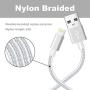 iPhone Charger, 3 Pack 10FT Lightning Cable Nylon Braided USB Charging Cord Compatible with iPhone 11/XS/XR/X/8/7/6/5/iPad(Silver Gray)