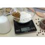 Escali Arti Glass Digital LCD Display Kitchen, Office, Baking Herb Scale w/Nutrition and Calorie Counting Feature, 15lb Capacity, 9" x 6.5" x .75", Black Obsidian