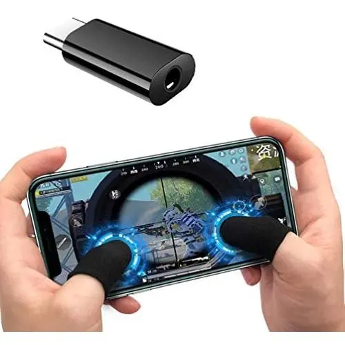 KMNIC Play Nonstop The pubg Game with 3.5mm Adapter Headphone Earphone Jack Aux Adapter for Type C Device. with Gaming Anti-Sweat Breathable Touch Finger Gloves for Mobile Phone Games. KMNIC Play Nonstop The pubg Game with 3.5mm Adapter Headphone Earphone Jack Aux Adapter for Type C Device. with Gaming Anti-Sweat Breathable Touch Finger Gloves for Mobile Phone Games.