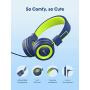 iClever Kids Headphones - Wired Headphones Kids, Adjustable Headband, Stereo Sound, Foldable, Untangled Wires, 3.5mm Aux Jack, 94dB Volume Limited - Childrens Headphones on Ear, Blue (Blue)