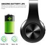 Wireless Headset with Mic, Foldable Bluetooth Headphone with 3.5mm Audio Jack, Built-in Noise Cancelling Microphone, Support for Plug-in Card, for PC, Phone(Black)
