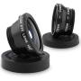 Universal 3 in 1 Cell Phone Camera Lens Kit for Smartphones Including - Fish Eye Lens / 2 in 1 Macro Lens & Wide Angle Lens/Universal Clip/Carry Pouch/Microfiber Cleaning Cloth